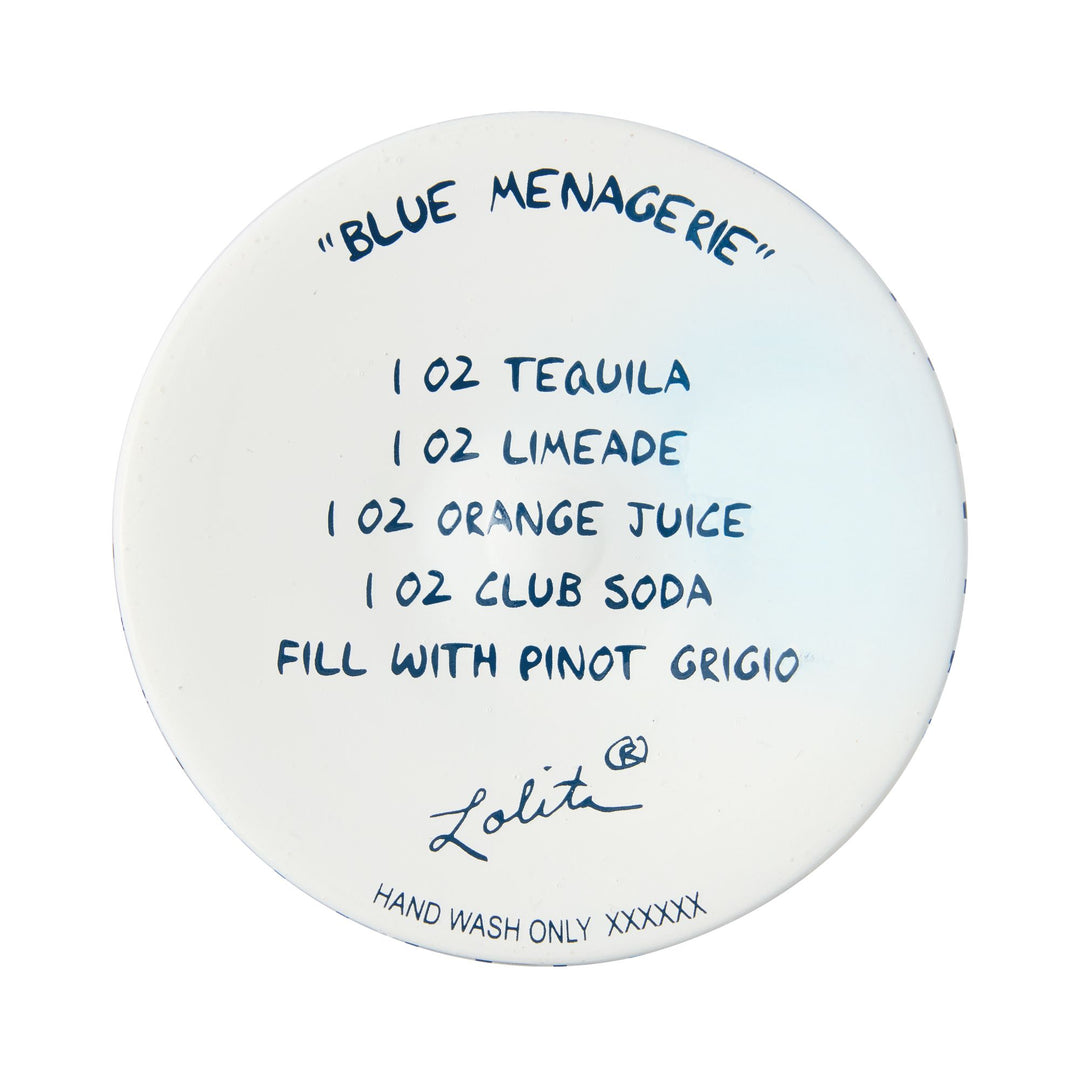 Blue Menagerie Hand Painted Wine Glass