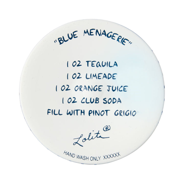 Blue Menagerie Hand Painted Wine Glass