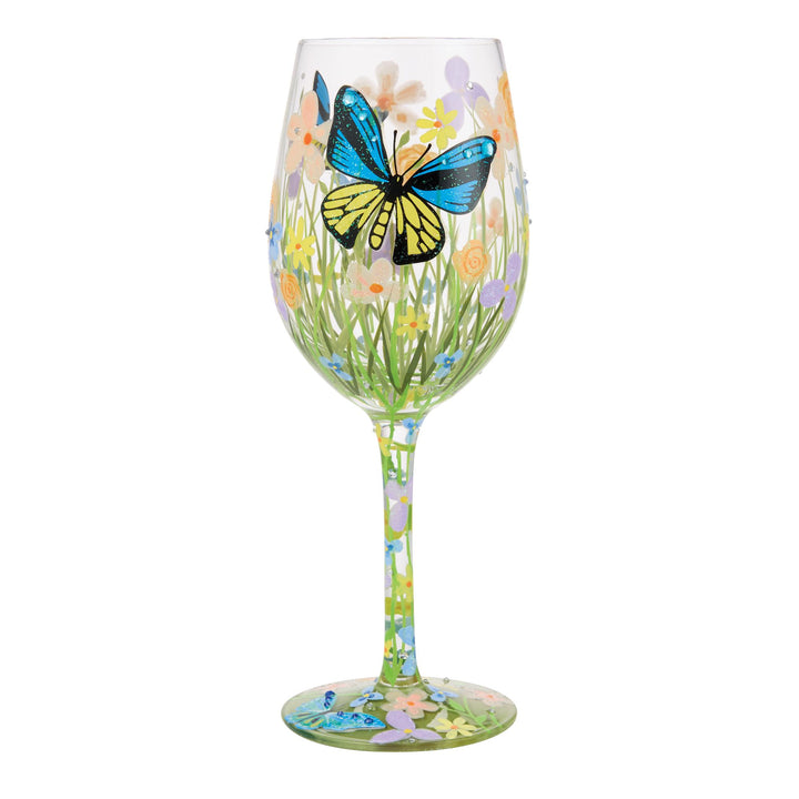 Bloom Wildly Hand Painted Wine Glass