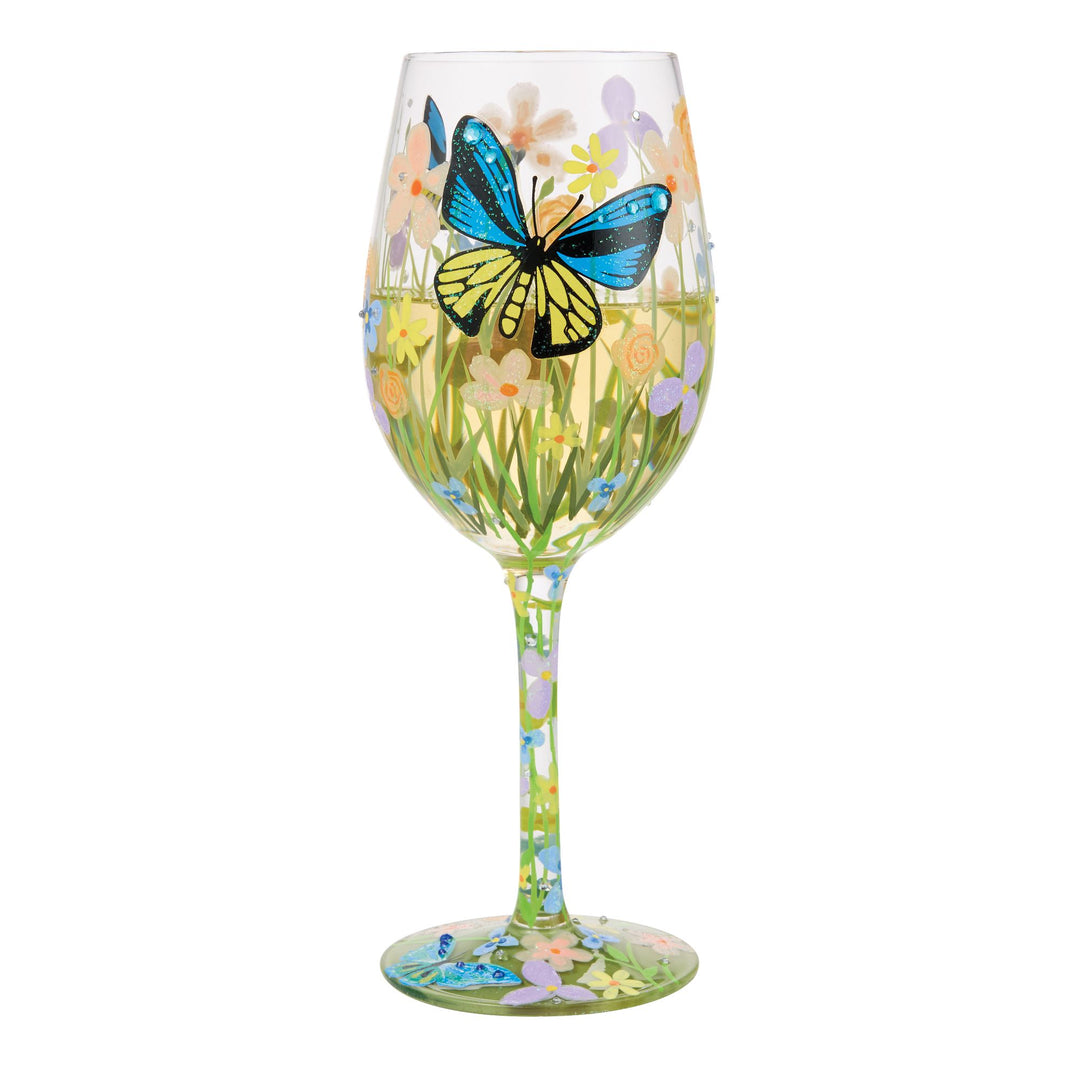 Bloom Wildly Hand Painted Wine Glass