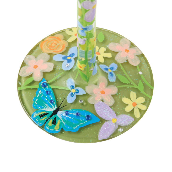 Bloom Wildly Hand Painted Wine Glass