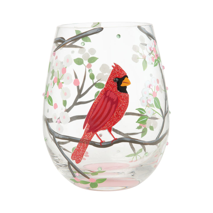 LOLITA Cardinal Beauty Hand Painted Stemless Wine Glass