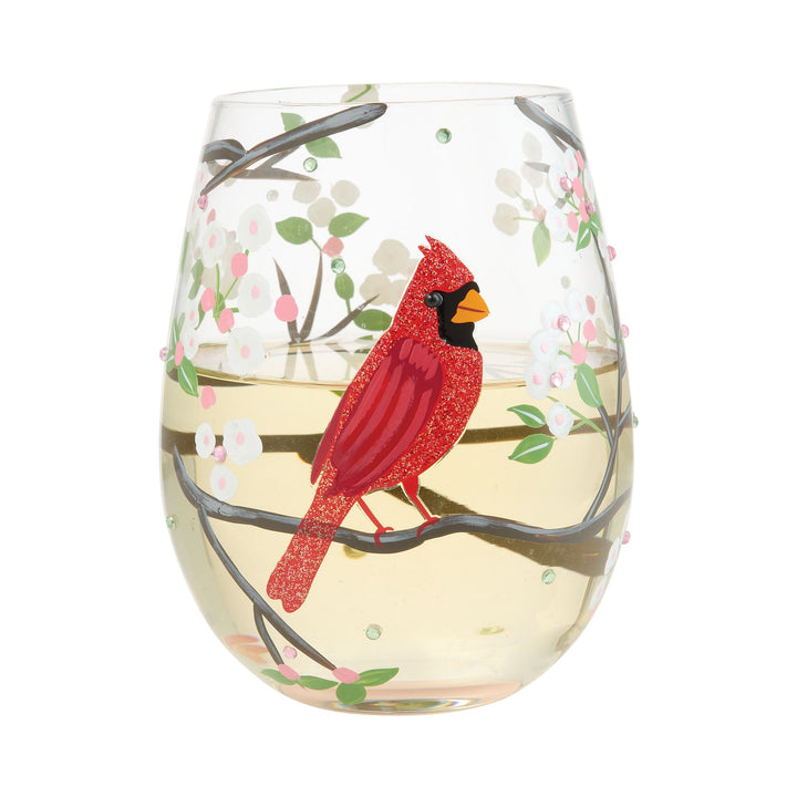 LOLITA Cardinal Beauty Hand Painted Stemless Wine Glass