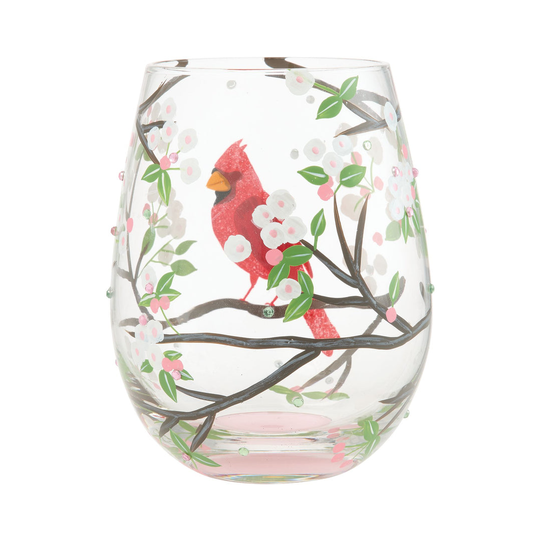 LOLITA Cardinal Beauty Hand Painted Stemless Wine Glass