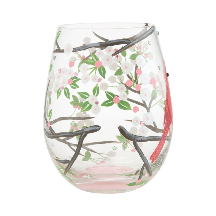 LOLITA Cardinal Beauty Hand Painted Stemless Wine Glass