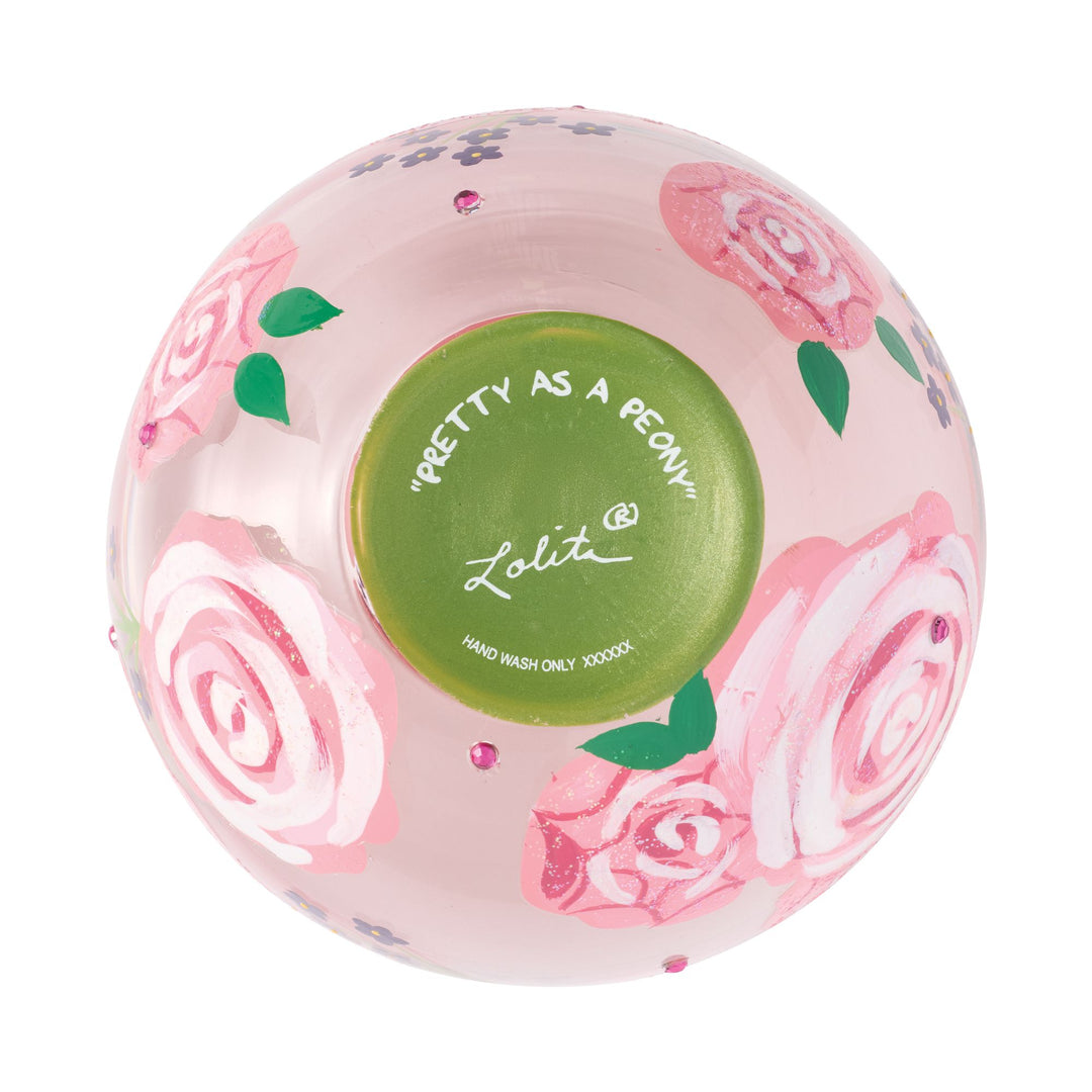 LOLITA Pretty as a Peony Hand Painted Stemless Wine Glass