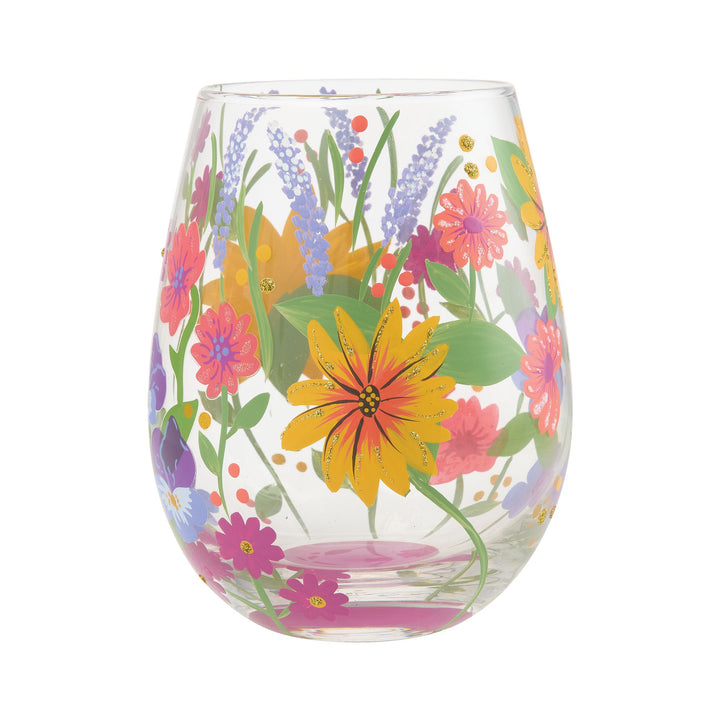 LOLITA Wine in the Garden Hand Painted Stemless Wine Glass