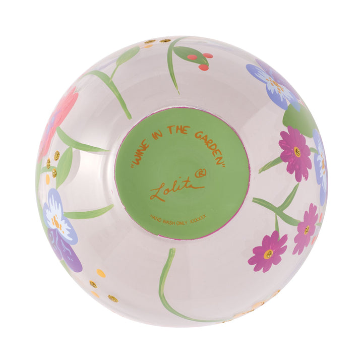 LOLITA Wine in the Garden Hand Painted Stemless Wine Glass