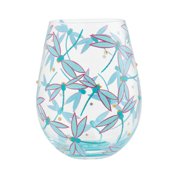 LOLITA Dance of the Dragonflies  Hand Painted Wine Glass
