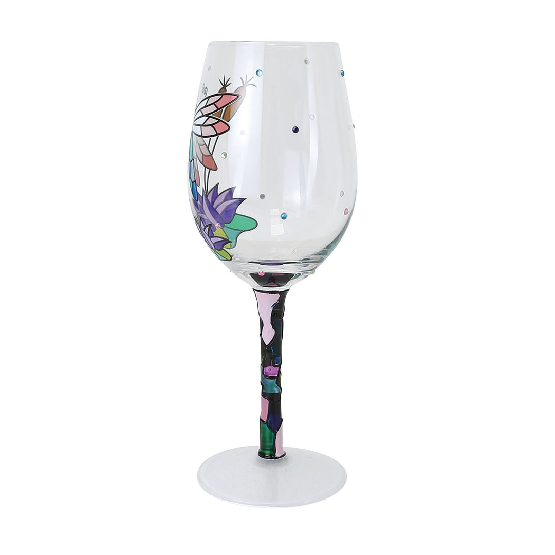 Dragonfly Gems Hand Painted Wine Glass
