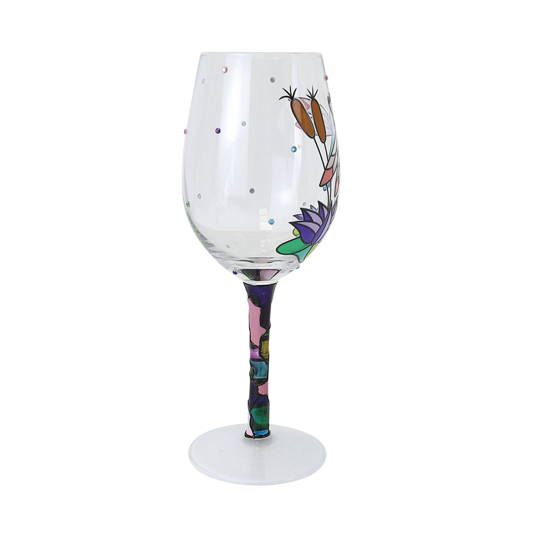 Dragonfly Gems Hand Painted Wine Glass