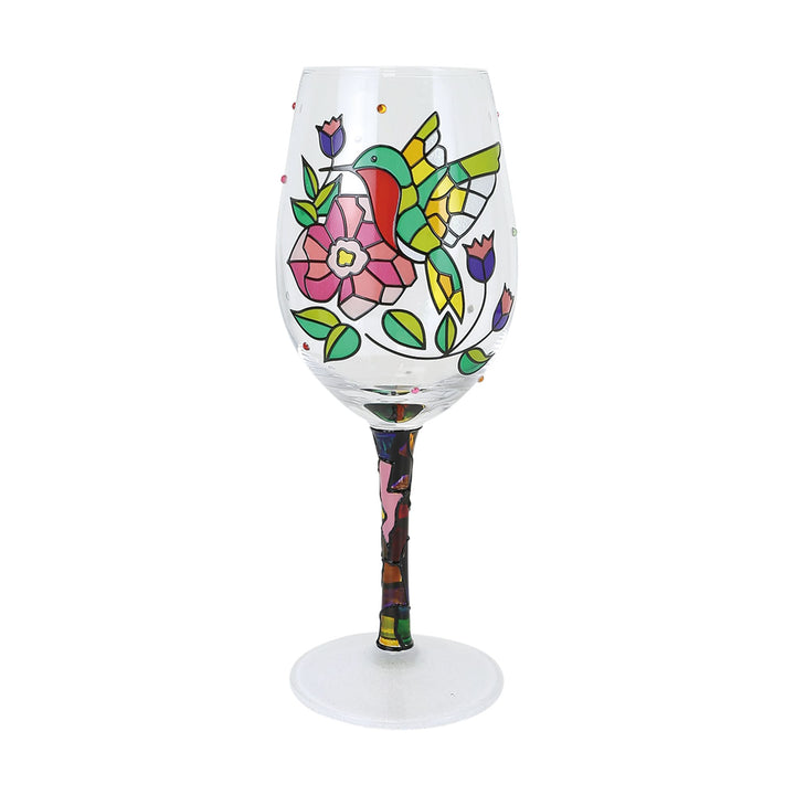 Flight Of The Jewels Hand Painted Wine Glass