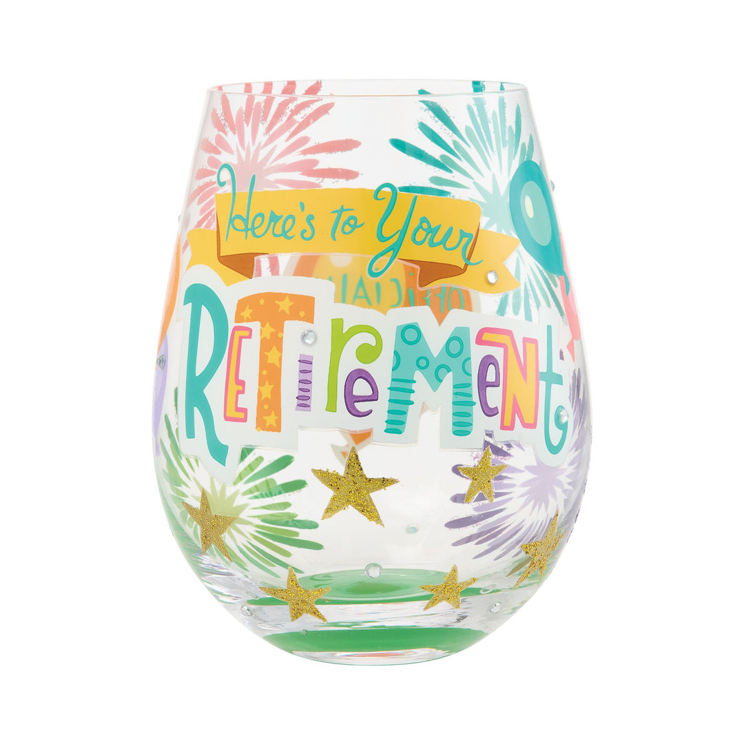 LOLITA Here's to Your Retirement Hand Painted Stemless Wine Glass