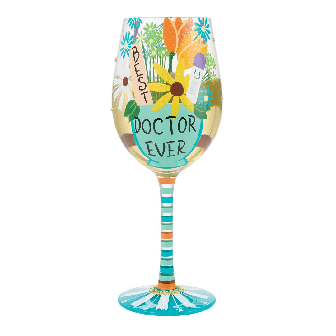 Best Doctor Ever Hand Painted Wine Glass