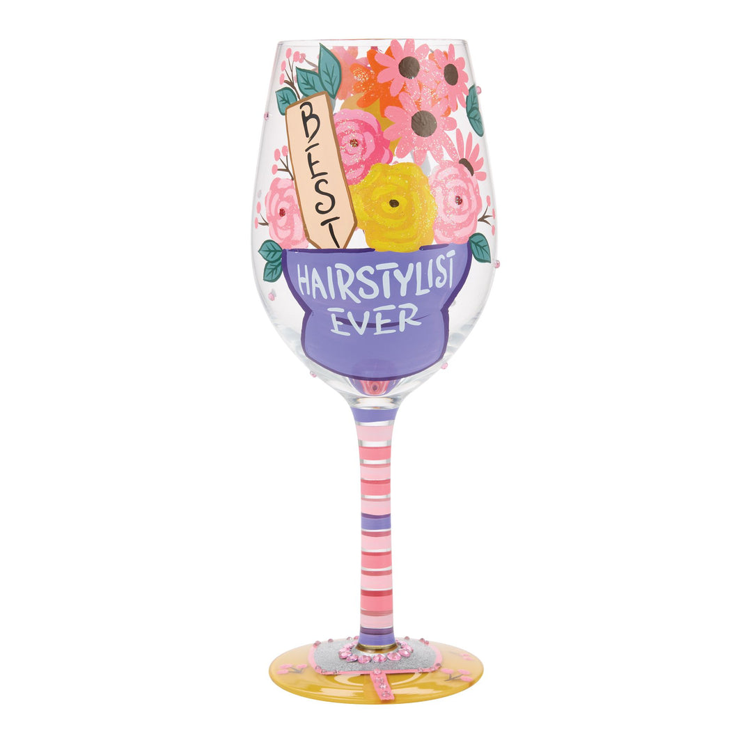 Best Hairstylist Ever Hand Painted Wine Glass