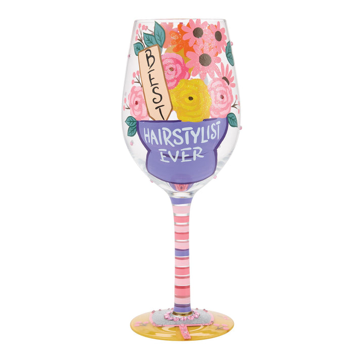 Best Hairstylist Ever Hand Painted Wine Glass