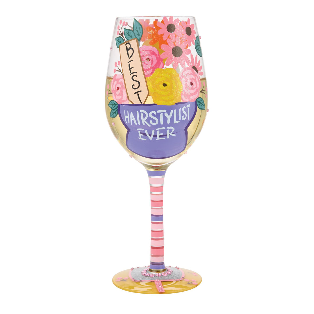 Best Hairstylist Ever Hand Painted Wine Glass