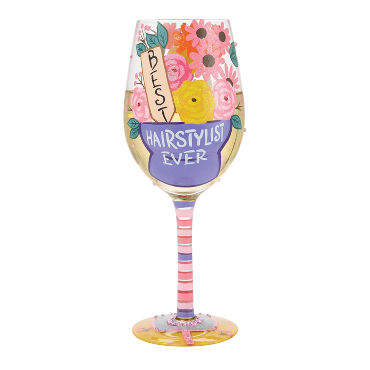 Best Hairstylist Ever Hand Painted Wine Glass