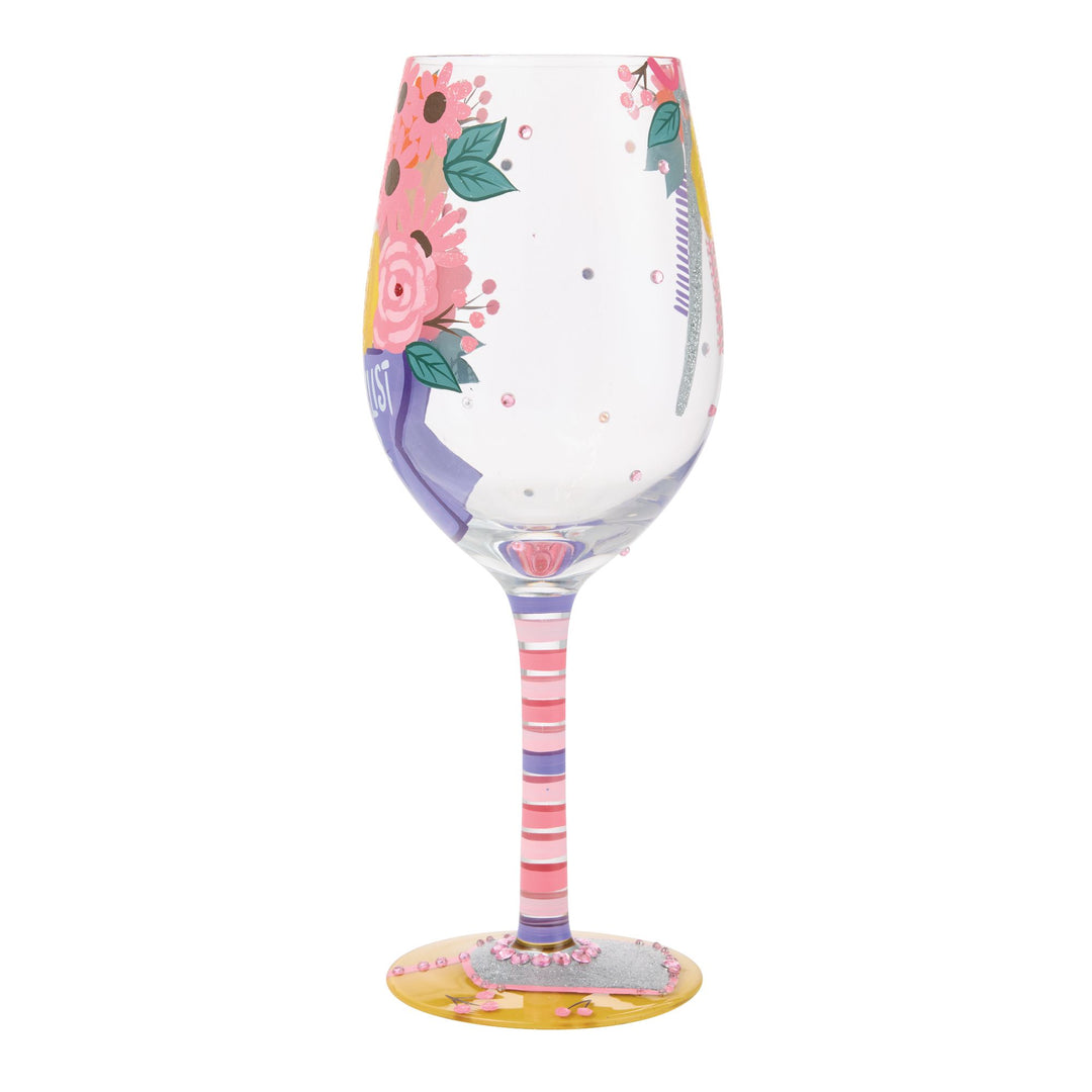 Best Hairstylist Ever Hand Painted Wine Glass