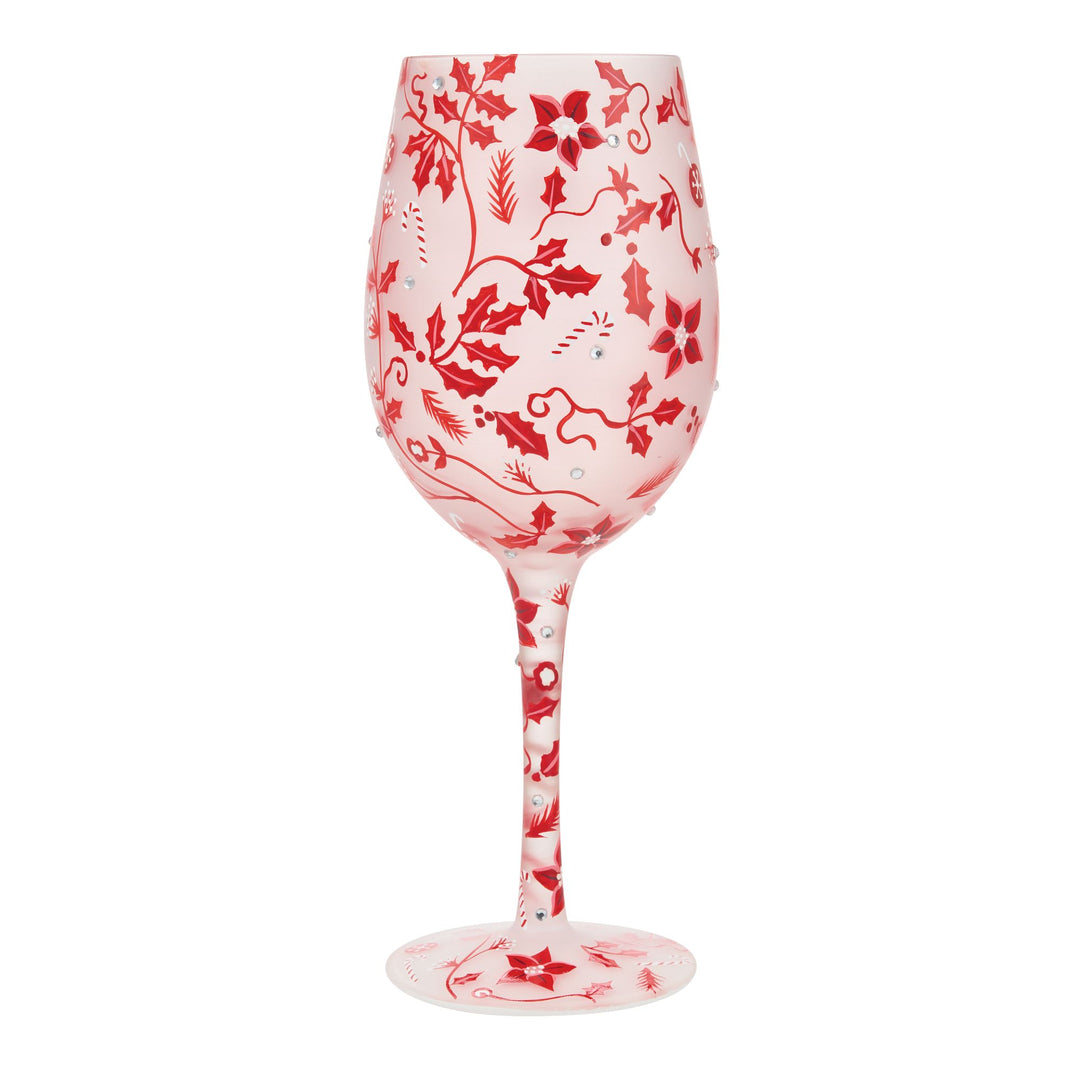 Ruby Holiday Chinoiserie  Hand Painted Wine Glass