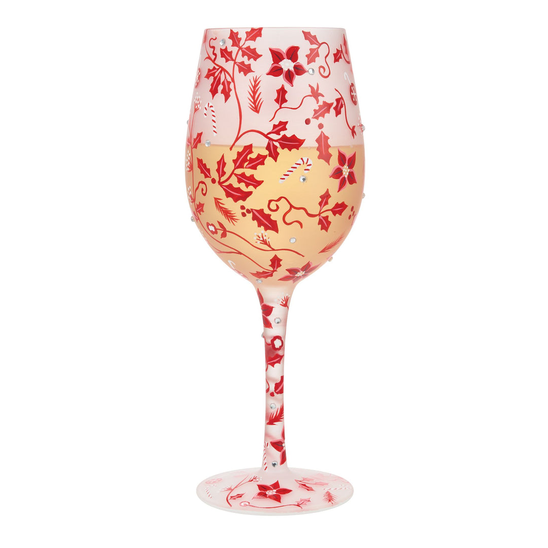 Ruby Holiday Chinoiserie  Hand Painted Wine Glass