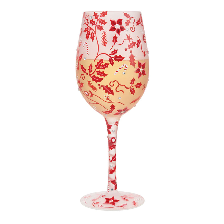 Ruby Holiday Chinoiserie  Hand Painted Wine Glass