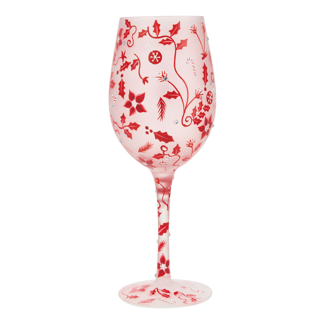 Ruby Holiday Chinoiserie  Hand Painted Wine Glass