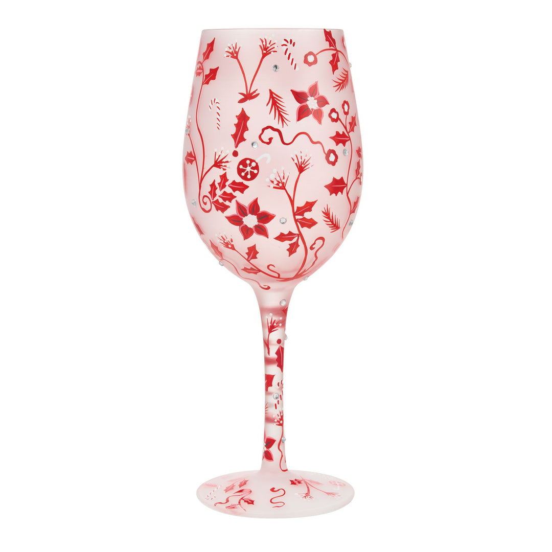 Ruby Holiday Chinoiserie  Hand Painted Wine Glass