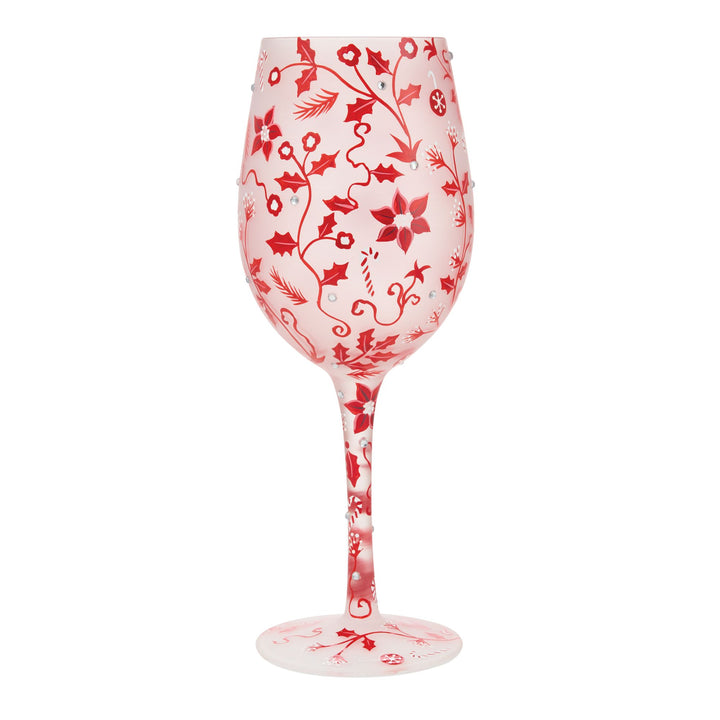 Ruby Holiday Chinoiserie  Hand Painted Wine Glass