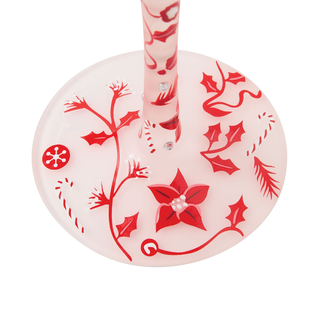Ruby Holiday Chinoiserie  Hand Painted Wine Glass
