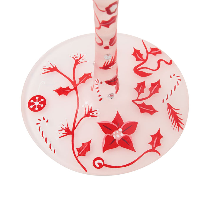 Ruby Holiday Chinoiserie  Hand Painted Wine Glass