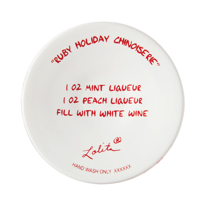 Ruby Holiday Chinoiserie  Hand Painted Wine Glass