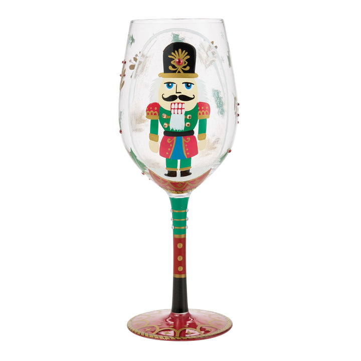 Nutcracker Snow Globe  Hand Painted Wine Glass