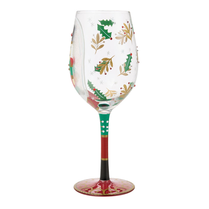 Nutcracker Snow Globe  Hand Painted Wine Glass