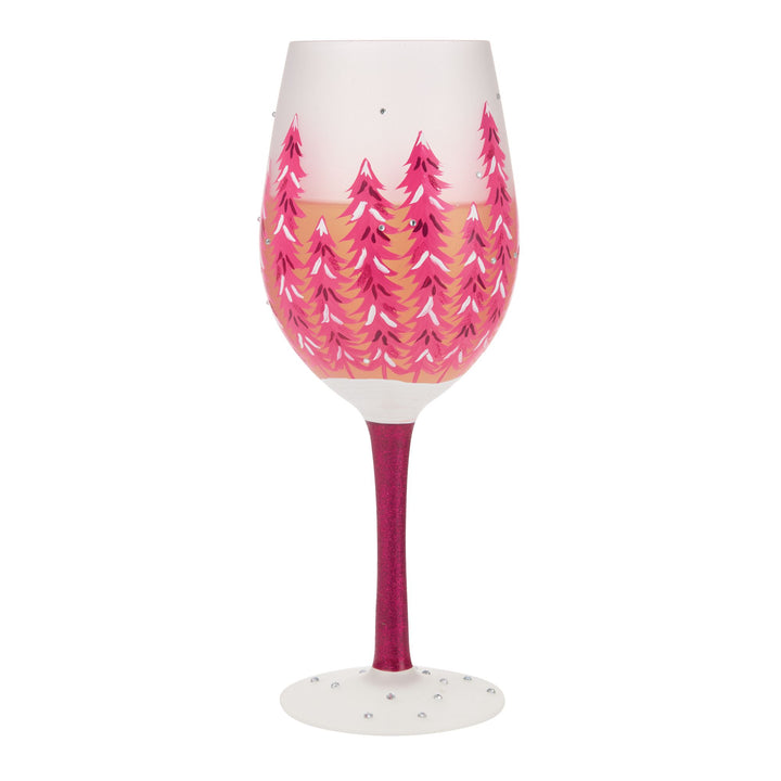Perfectly Pink Christmas Hand Painted Wine Glass