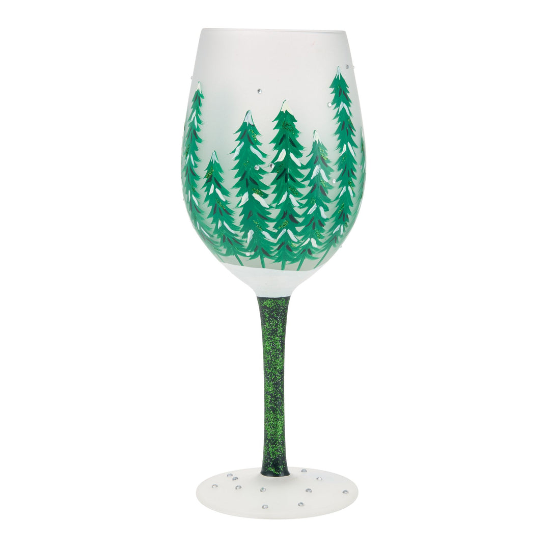 Emerald Holidays Hand Painted Wine Glass