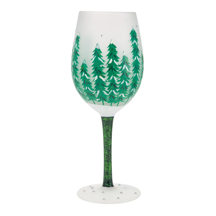Emerald Holidays Hand Painted Wine Glass