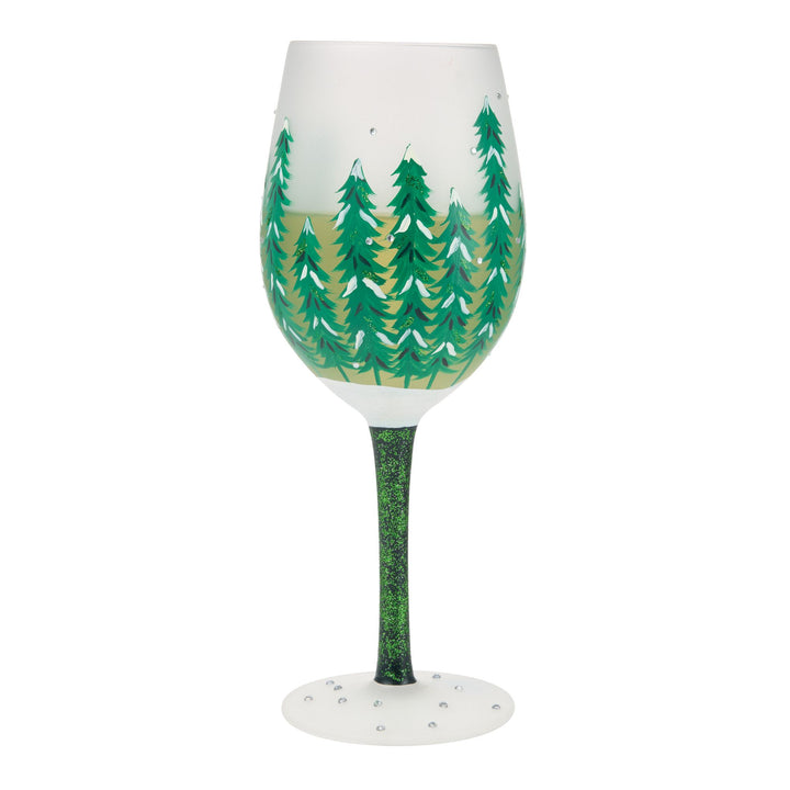 Emerald Holidays Hand Painted Wine Glass