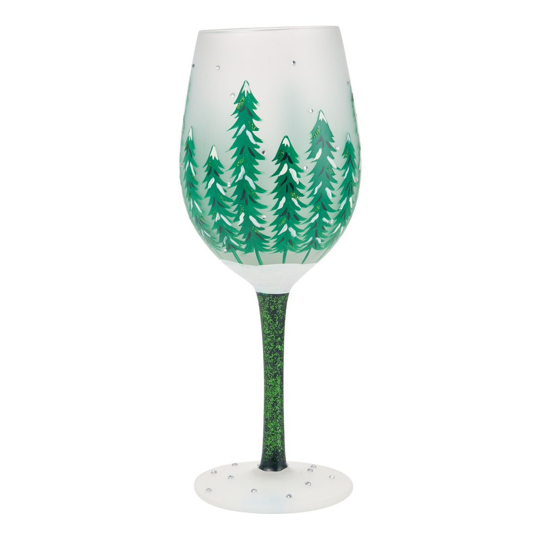 Emerald Holidays Hand Painted Wine Glass