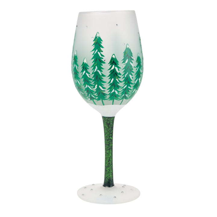 Emerald Holidays Hand Painted Wine Glass