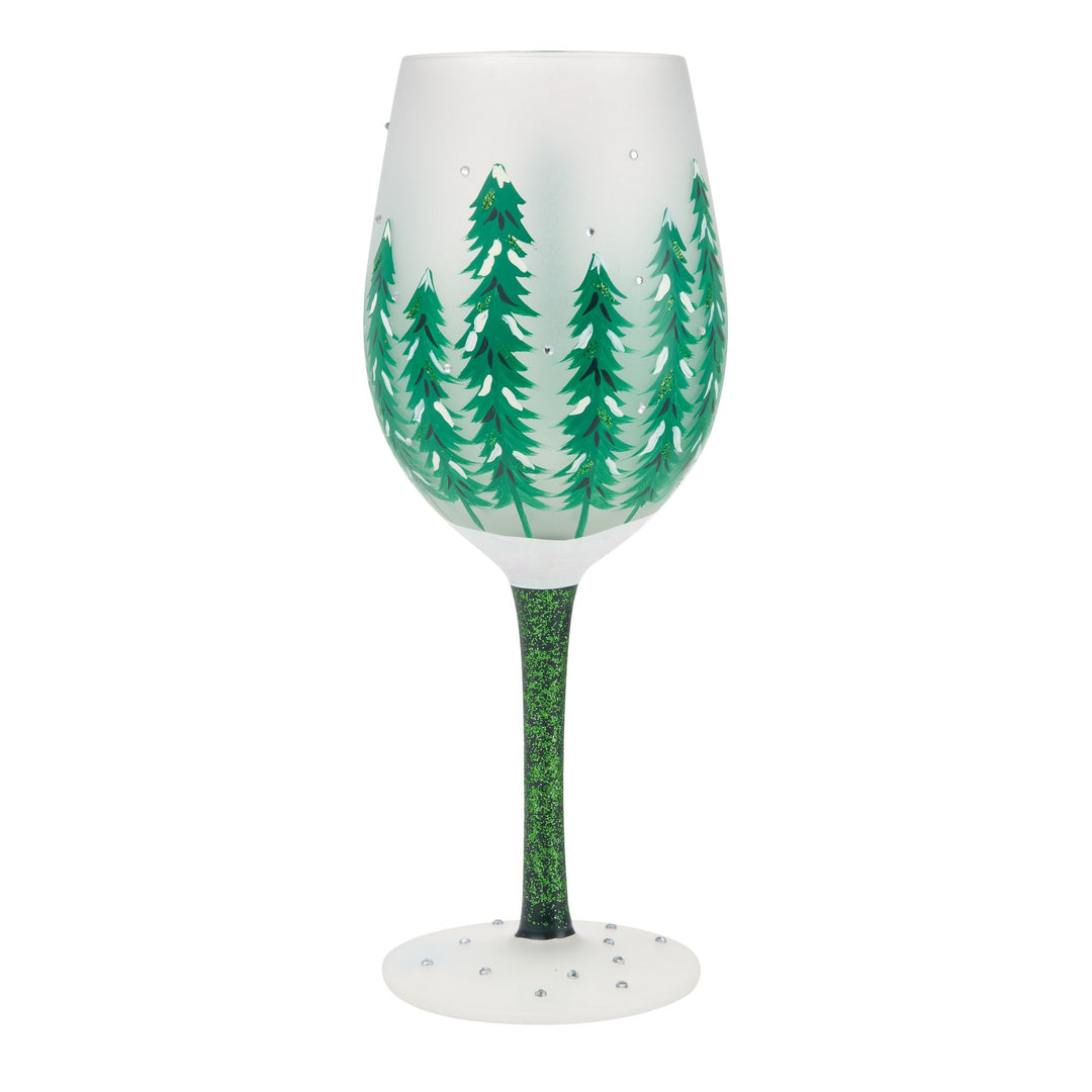 Emerald Holidays Hand Painted Wine Glass