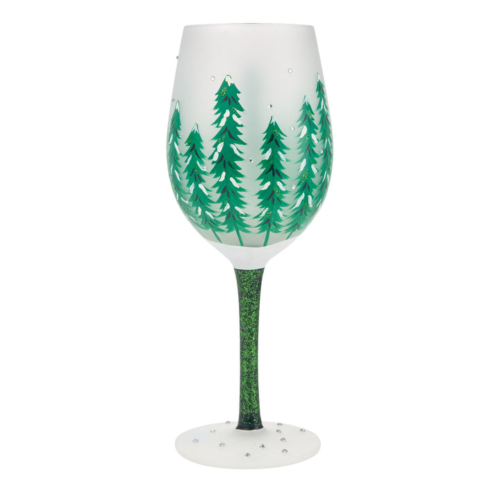 Emerald Holidays Hand Painted Wine Glass