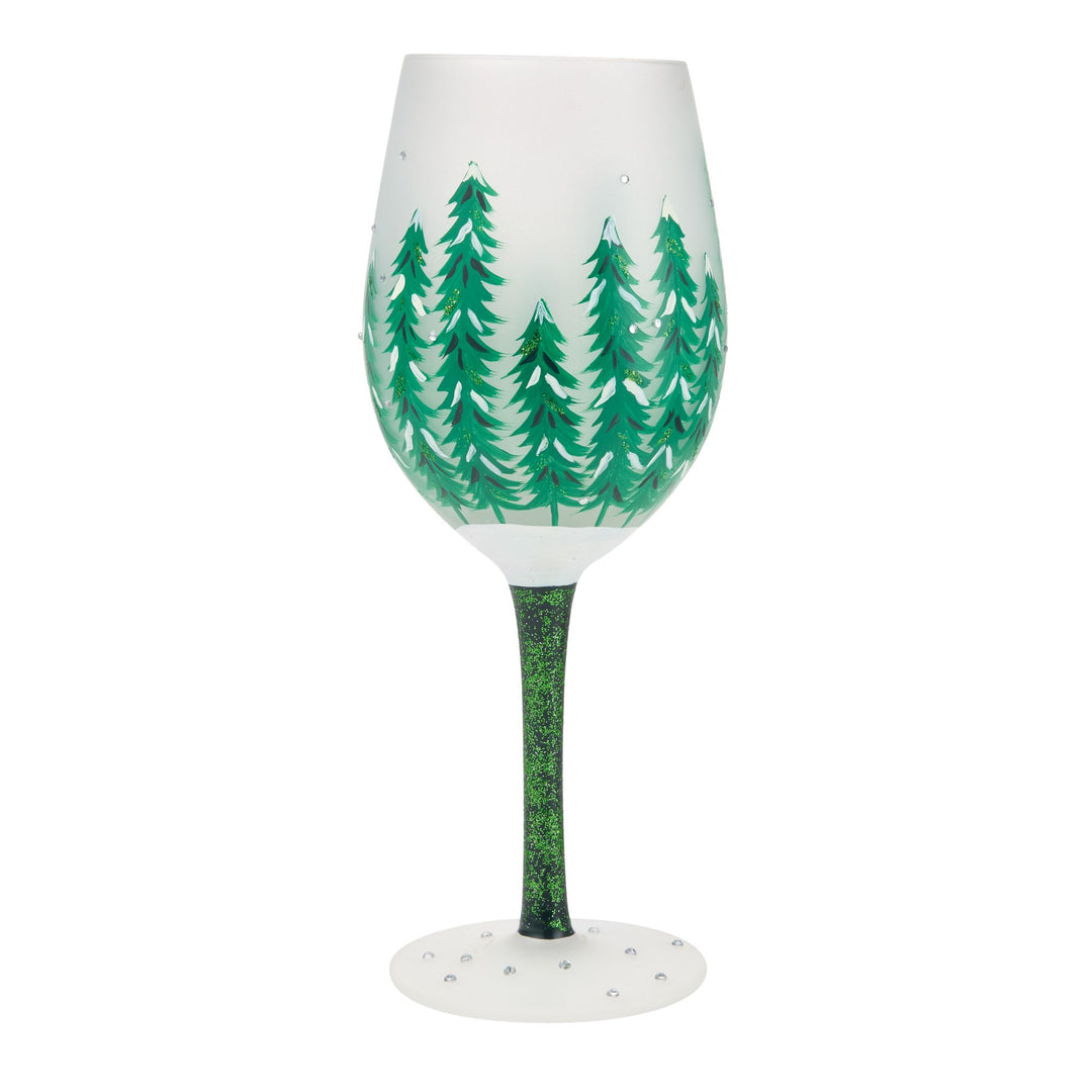 Emerald Holidays Hand Painted Wine Glass