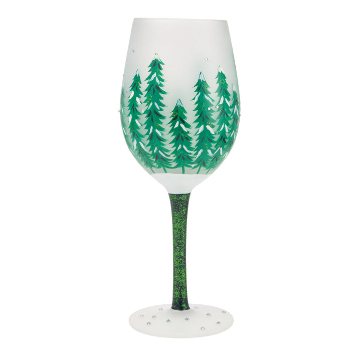 Emerald Holidays Hand Painted Wine Glass