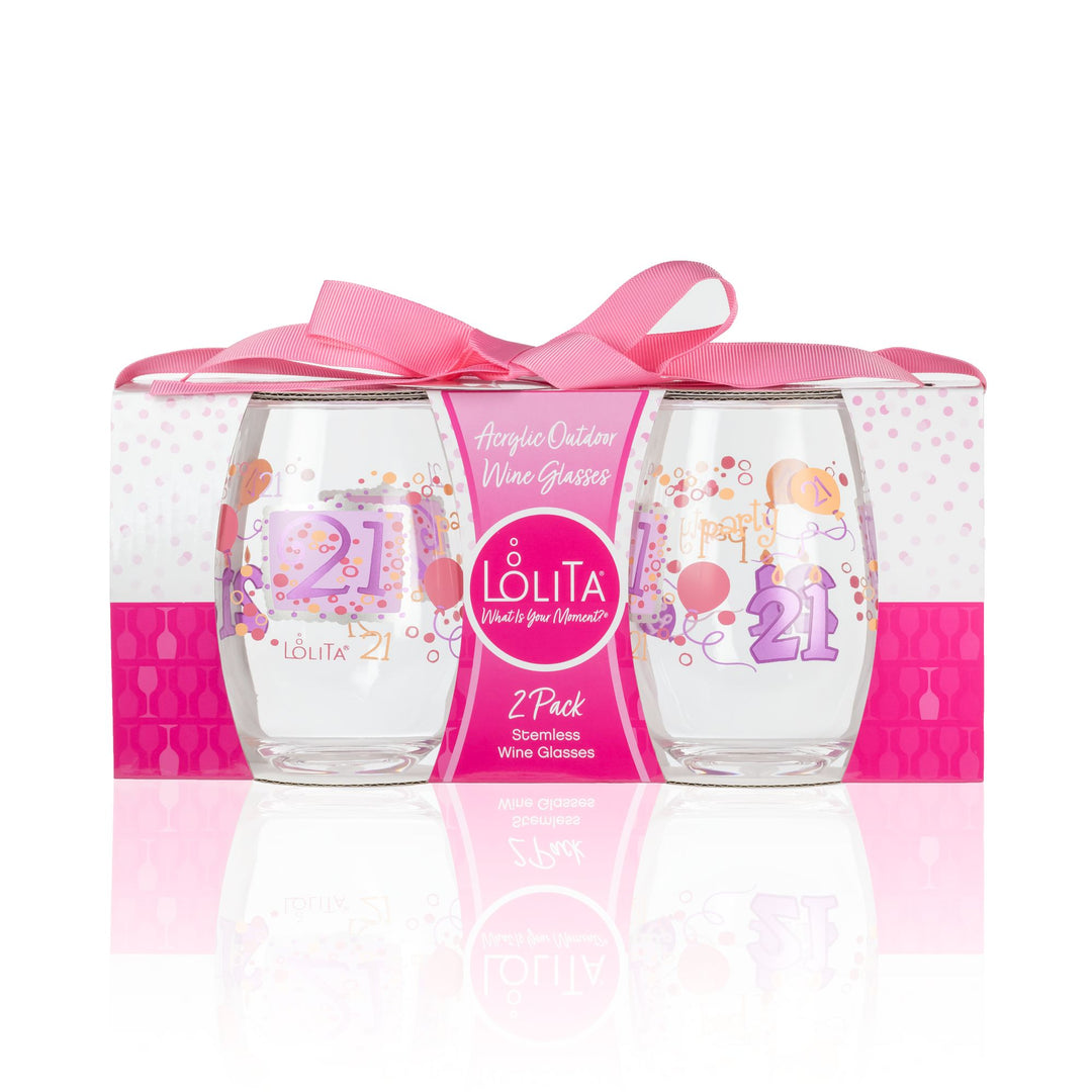 21st birthday stemless wine glasses 21st Birthday Acrylic Stemless