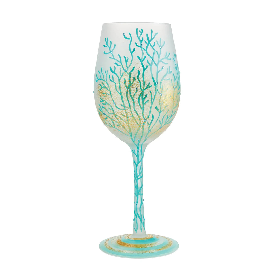 Wine glass with seaweed design