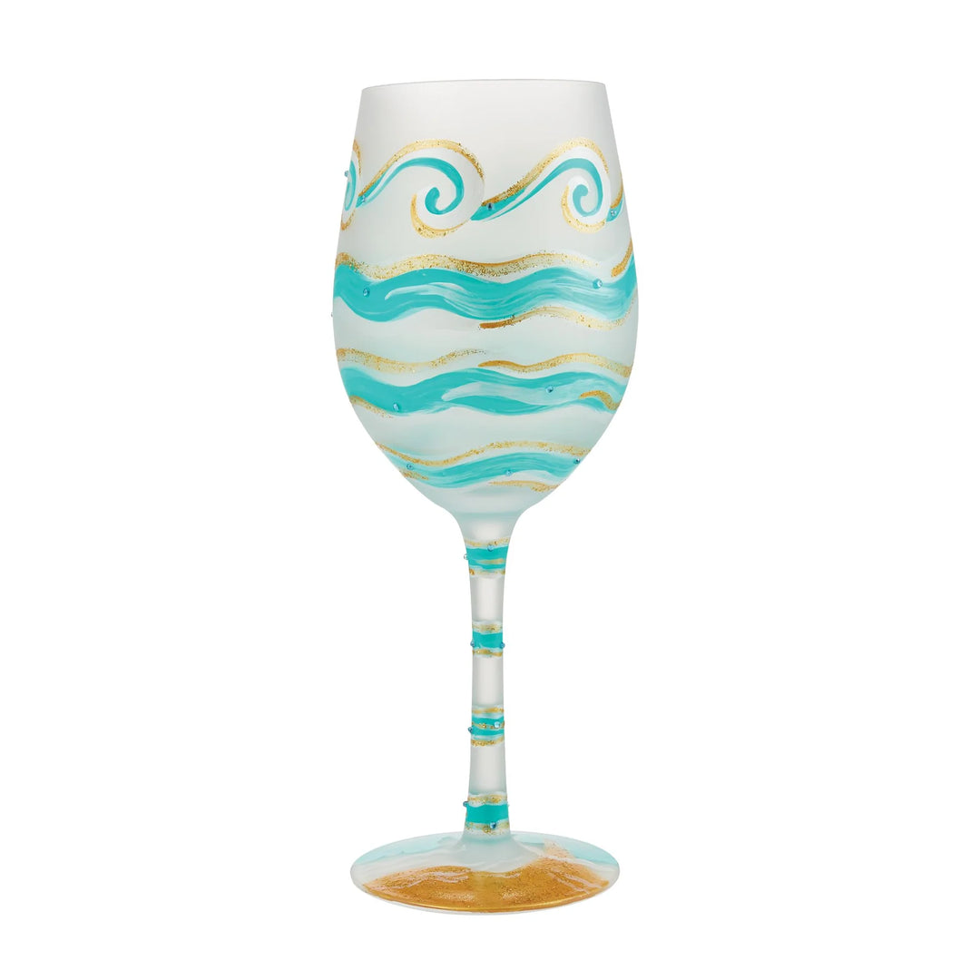 Wine glass with Waves Print