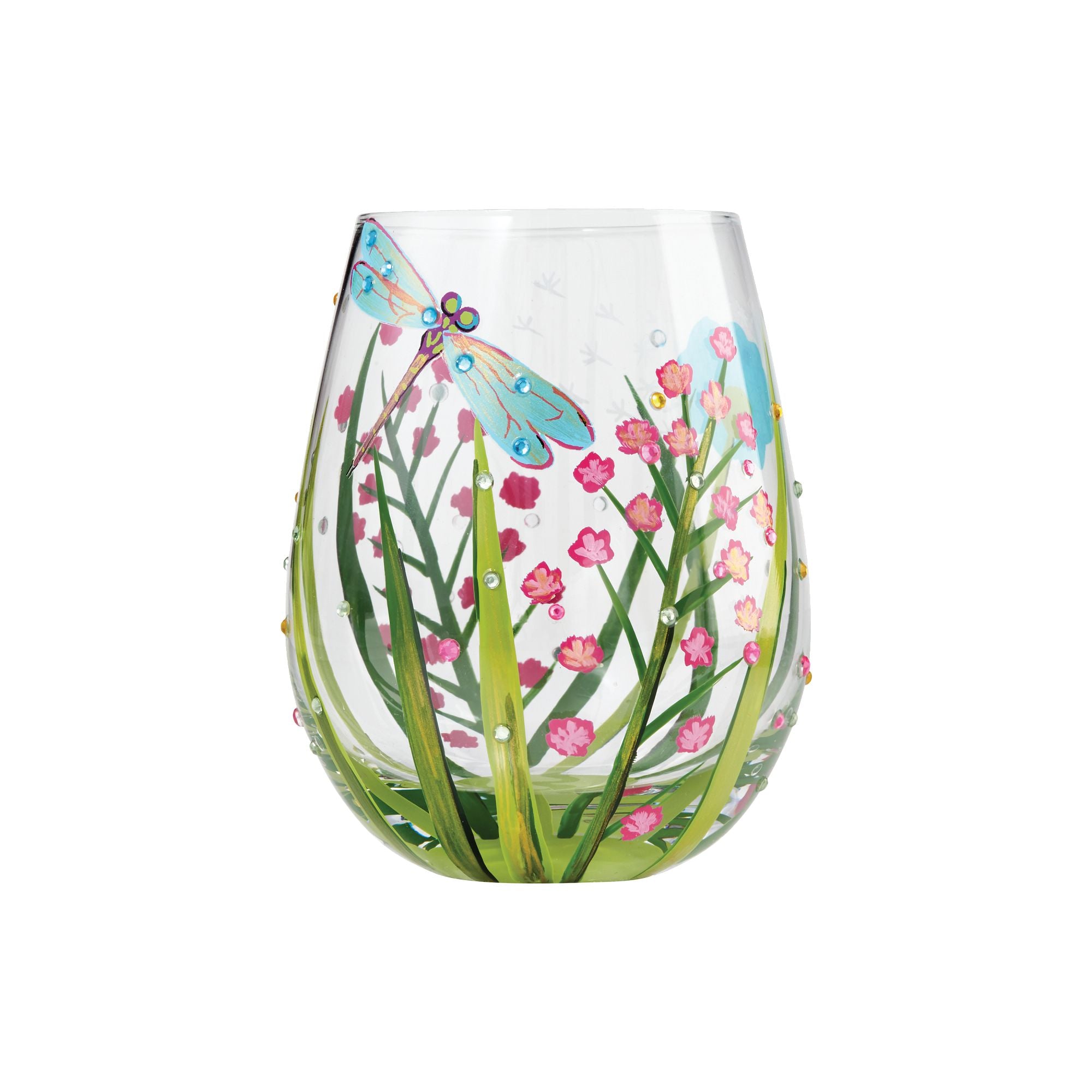 CHINOSERIE HAND PAINTED STEMLESS WINE GLASS - Dallas Museum of Art