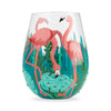 Fancy Flamingo Stemless Wine Glass, 20 oz
