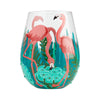 Fancy Flamingo Stemless Wine Glass, 20 oz